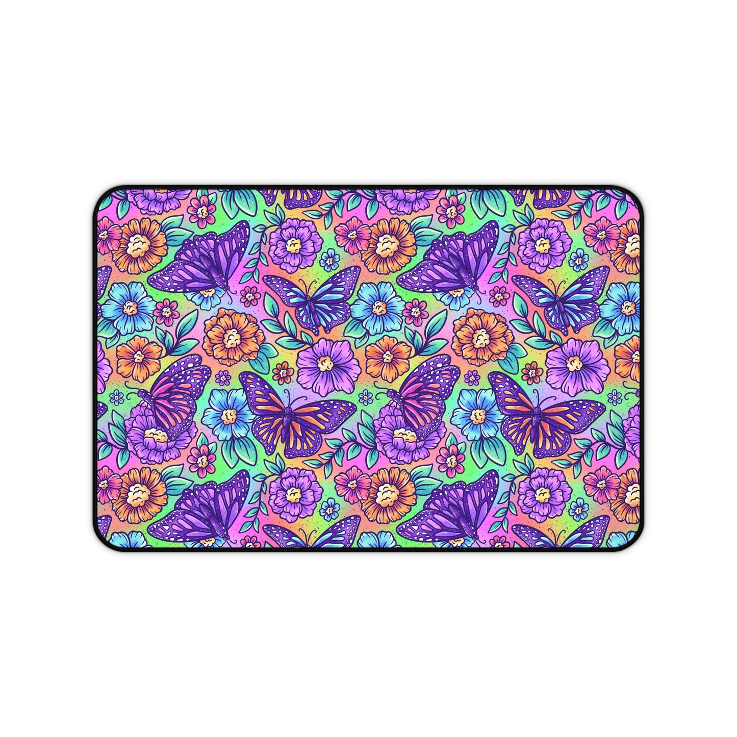 Vibrant Floral Butterfly Desk Mat