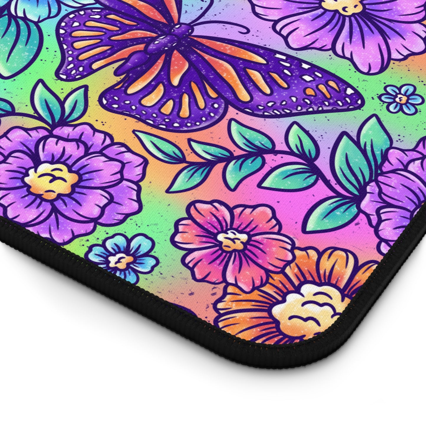 Vibrant Floral Butterfly Desk Mat