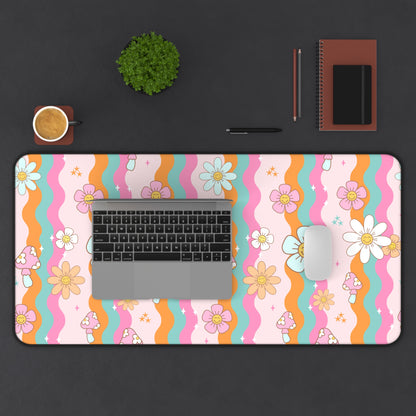 Boho Floral Groovy Desk Mat