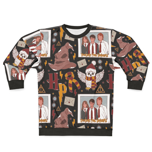 Cozy Wizarding Sweatshirt, Magical Apparel for Fans, Perfect for Gifts, Halloween, Winter Wear, HP-Inspired Clothing