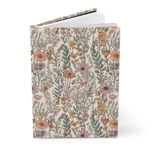 Floral Hardcover Journal - Nature-Inspired Notepad for Writing