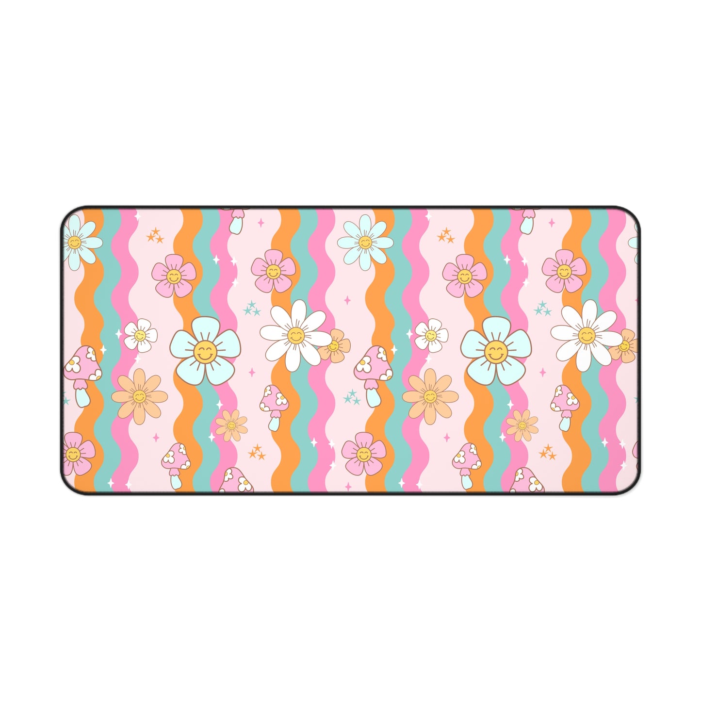 Boho Floral Groovy Desk Mat