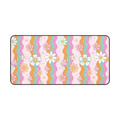 Boho Floral Groovy Desk Mat