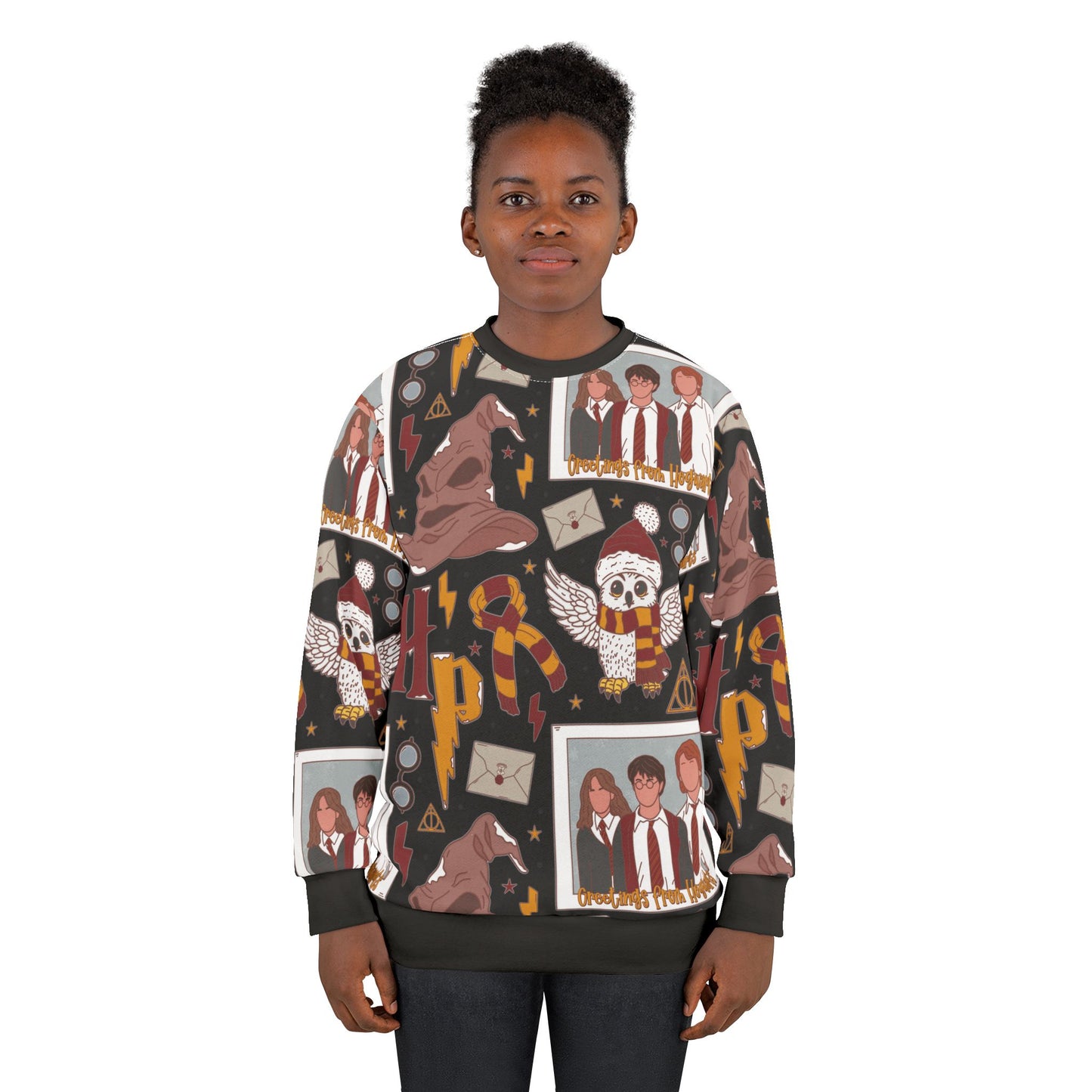 Cozy Wizarding Sweatshirt, Magical Apparel for Fans, Perfect for Gifts, Halloween, Winter Wear, HP-Inspired Clothing