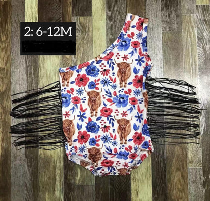 RW&B Cow Fringe Romper