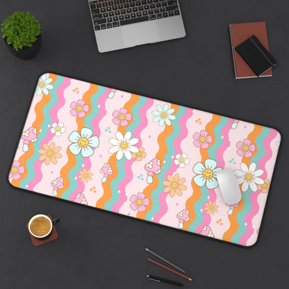 Boho Floral Groovy Desk Mat
