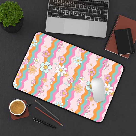Boho Floral Groovy Desk Mat