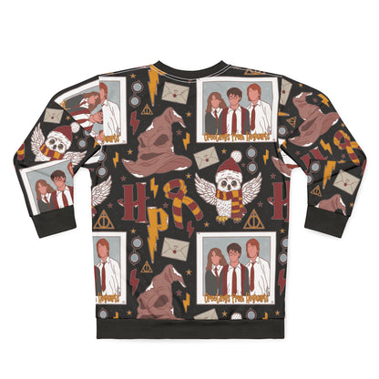 Cozy Wizarding Sweatshirt, Magical Apparel for Fans, Perfect for Gifts, Halloween, Winter Wear, HP-Inspired Clothing