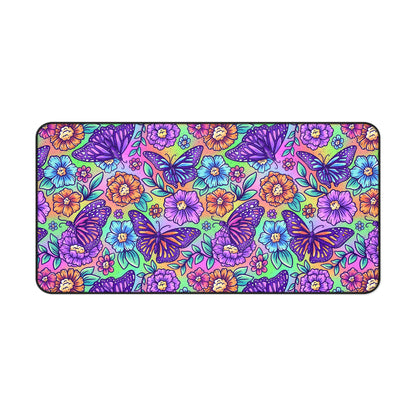 Vibrant Floral Butterfly Desk Mat