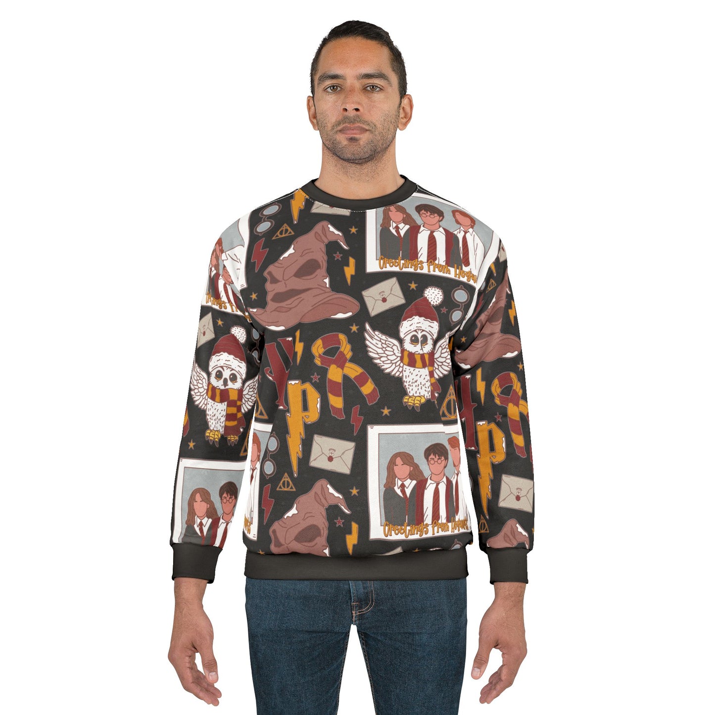 Cozy Wizarding Sweatshirt, Magical Apparel for Fans, Perfect for Gifts, Halloween, Winter Wear, HP-Inspired Clothing