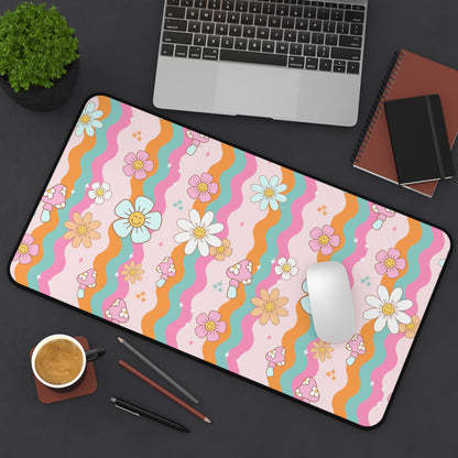 Boho Floral Groovy Desk Mat