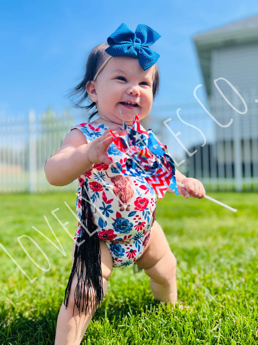 RW&B Cow Fringe Romper
