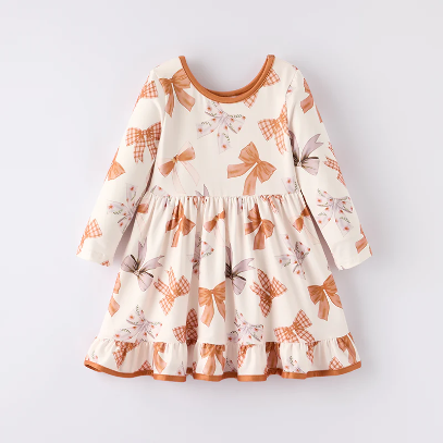 Tan Fall Bow Dress
