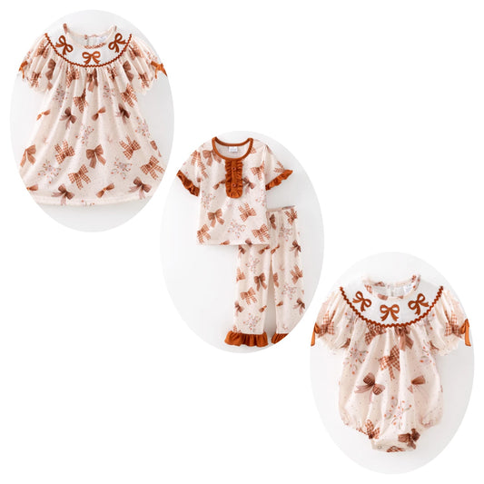 Fall Bow Embroidery Smocked